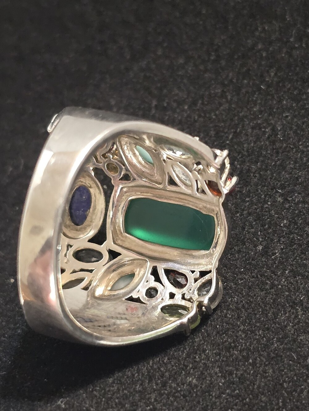 Ross-Simons Sterling Silver Natural multi-gemstone Confetti Ring Size 10 - Picture 10 of 12